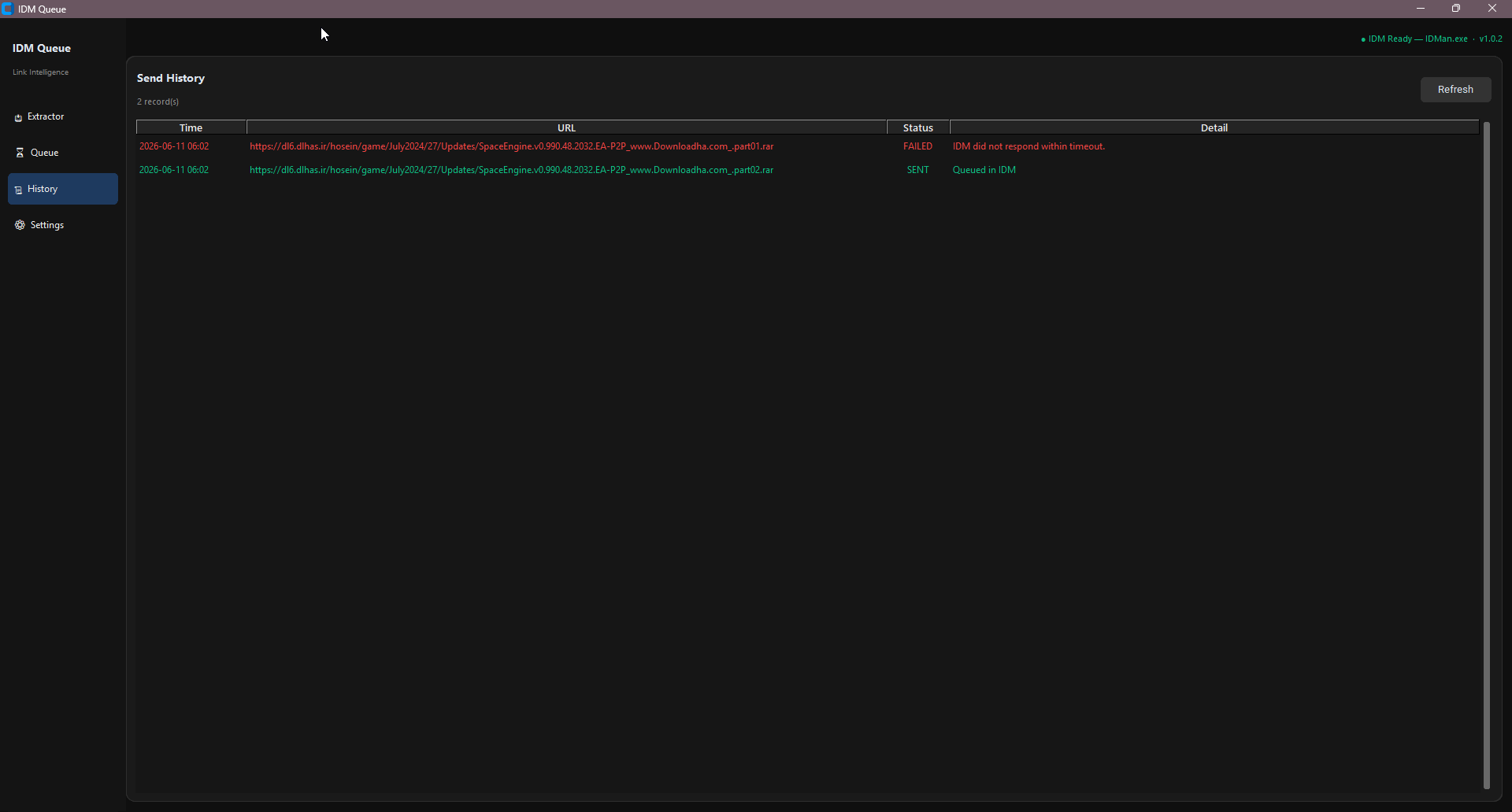 Download history log